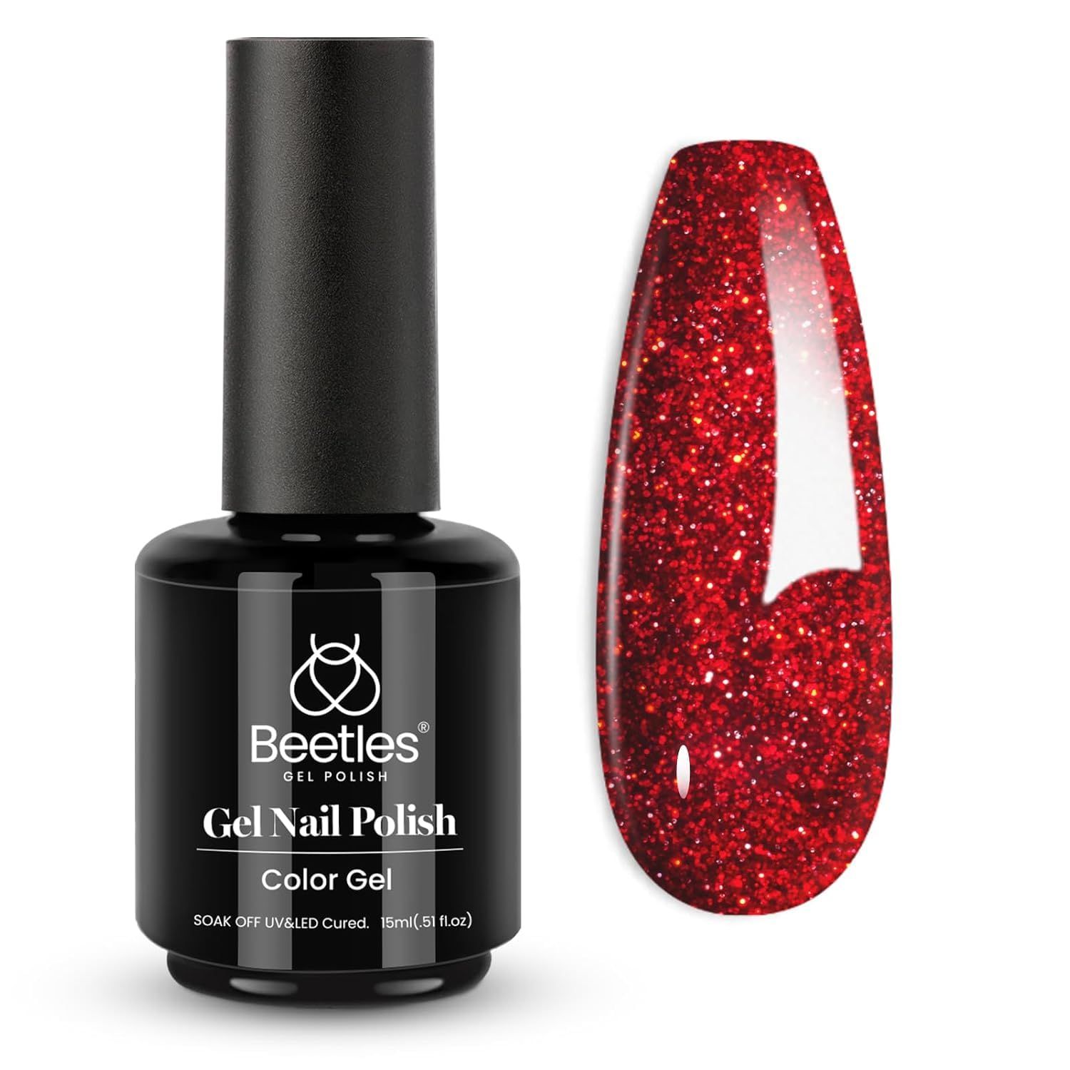 Beetles Wine Red Gel Nail Polish Glitter Shimmer Gel Polish 1Pcs 0.5Oz 15ml Soak Off UV LED Nail Lamp Nail Art Manicure Salon DIY Home Nail Design Decoration