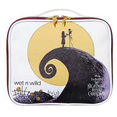 wet n wild Nightmare Before Christmas Makeup Bag - Full-Zip Closure with Bat Charms, Dual-Compartment Interior, Portable Travel Case Inspired by Disneys Iconic Film, Cruelty-Free - Jack &amp; Sally