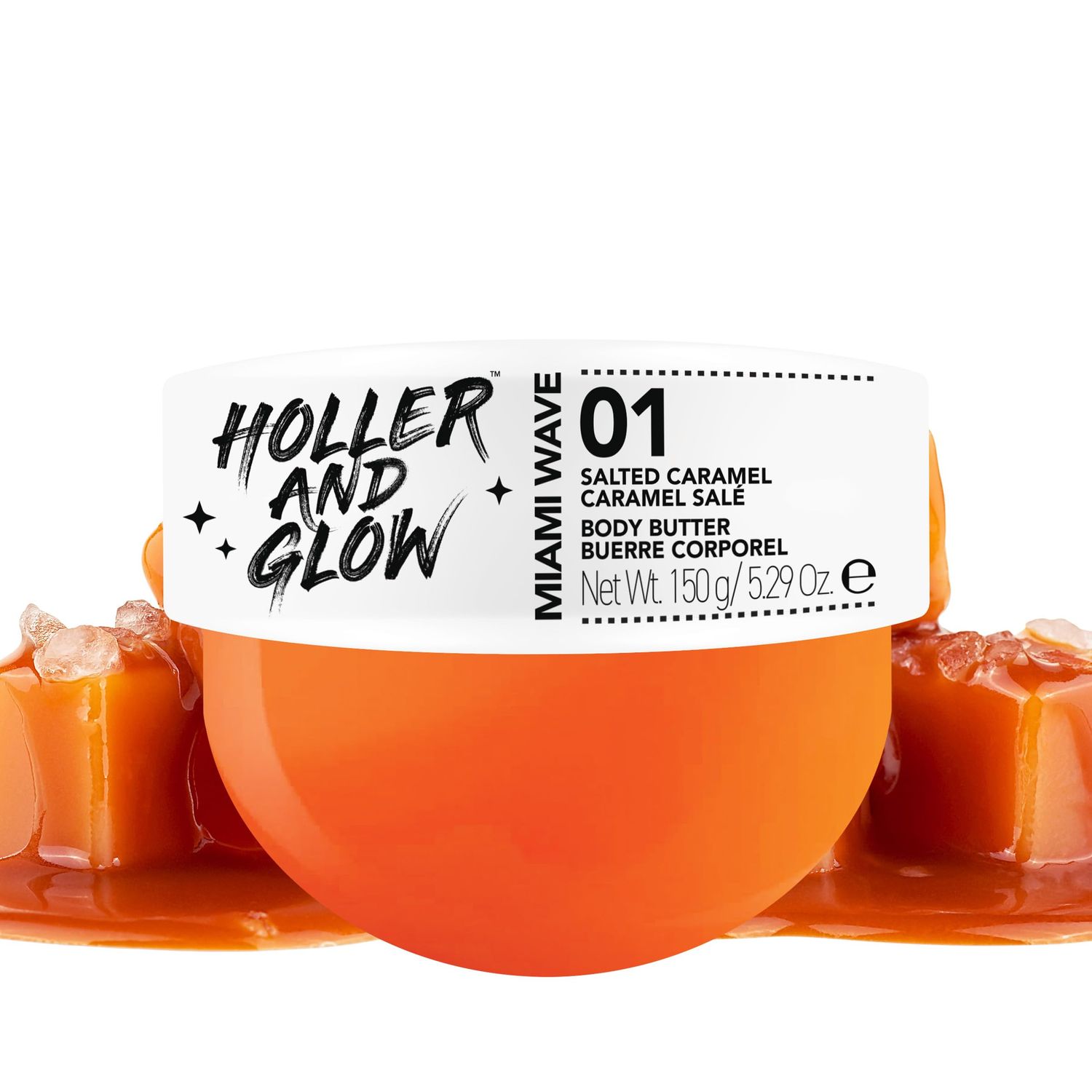 Holler and Glow Miami Wave Salted Caramel Body Butter, Body Butter For Women, Smells Good, Body Lotion For Extremely Dry Skin, Moisturizing, Nourishing, Shea Butter, Coconut, Vanilla Scented, 5.29 Oz