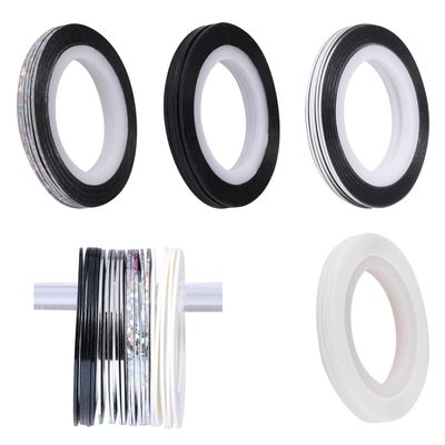 Glitter Nail Tape, 20 PCS Nail Tape for Nail Art Nail Striping Tapes Silver Gold Nail Stickers Self Adhesive Gold Nail Art Line Pinstripe Tapes Decoration Strips for DIY Design Nail Tools (1mm)