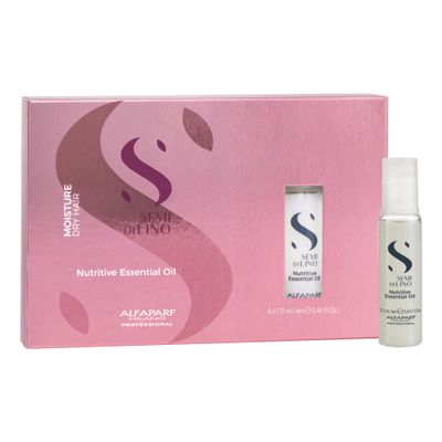 Alfaparf Milano Semi Di Lino Moisture Nutritive Essential Hair Oil - Professional Hair Oil Treatment to Protect &amp; Prolong Color Treated Hair - Sulfate Paraben Free (6 Vials - 13ml / 0.44 fl. oz)