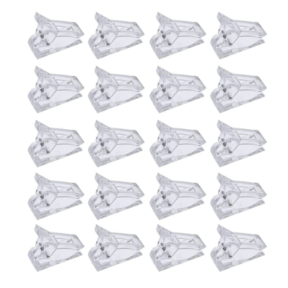 BRAVECOW 20pcs/set Nail Tips Clip Nail Art Tools DIY Extension Clamp Clips For Quick Building Poly Finger Nail Gel Clear Plastic Finger Extension