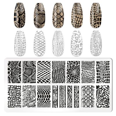 HYWWPFLAY Leopard Print Nail Stamp Set - 5pcs Stamping Plates, Stamper, Scraper - Nail Art Accessories
