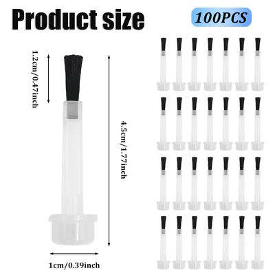100 Pcs Nail Polish Brush Replacement Kit with Handle Mini Disposable Nail Brushes Dip Replacement Brush Dip Powder Liquid Replacement Soft Bristles Brush Head for Diy Nail Art Salon
