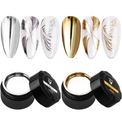 NAILKISS 2pcs Sliver&amp;Gold Metallic Mirror Painting Gel Polish