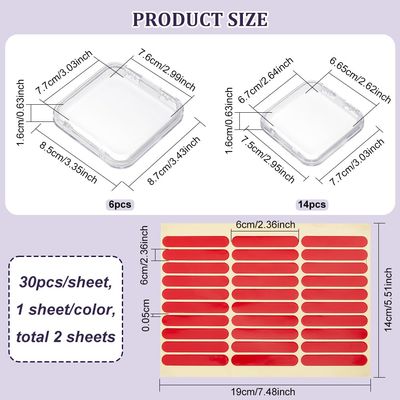 BENECREAT 20Pcs 2 Sizes Press On Nail Storage Box with 2 Sheets Double Sided Adhesive Tape, Clear Artificial Nail Display Storage Boxes Display Packing Box for Nail Salon