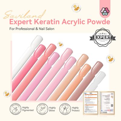 Saviland Acrylic Powder Set: Keratin Professional Acrylic Nail Powder Clear/Nudes/Pink Acrylic Ultra Fine Powder for Nail Extension 3D Nail Art Quick Dry Salon Quality Acrylic Nails 10G 10