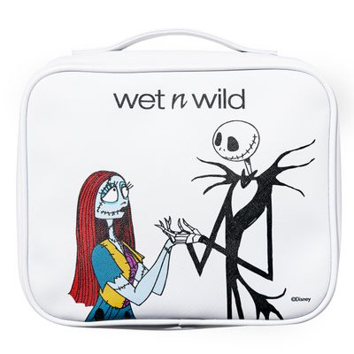 wet n wild Nightmare Before Christmas Makeup Bag - Full-Zip Closure with Bat Charms, Dual-Compartment Interior, Portable Travel Case Inspired by Disneys Iconic Film, Cruelty-Free - Jack & Sally