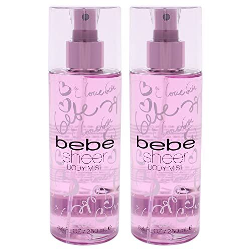 Bebe Sheer Body Mist - Body Spray for Women - Sensual and Flirtatious Womens Fragrance with Citrus Cocktail, Pink Peony, and Sandalwood Notes - 8.4 oz Pack of 2