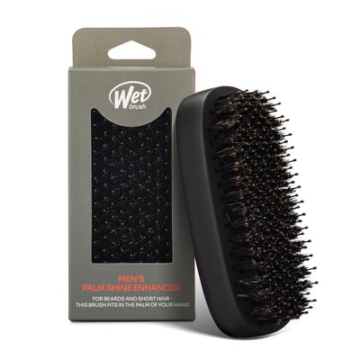 Wet Brush Shine Enhancer Hair Brush with IntelliFlex Bristles, Short Hair &amp; Palm Beard Detangler for Men, Detangling Boar Bristles, Soft &amp; Shiny Strands, For Easy Styling, Black