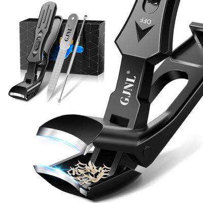Toenail Clippers for Seniors Thick Toenails, Upgrade Angled Nail Clipper for Seniors, Toe Nail Clippers for Men with Wide Jaw Opening, Sharp Heavy Duty Fingernail Clipper Cutter with Catcher