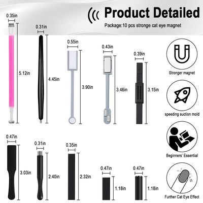 Allstarry Nail Magnet Tool Set, Double-head Strong Suction Nail Magnet Stick Cat Eye Flower Design Nail Magnets Pen Plate Wand Board for 9D Strip Galaxy Magnetic Cat Eye Gel Nail Polish Nail Art