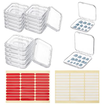 BENECREAT 20Pcs 2 Sizes Press On Nail Storage Box with 2 Sheets Double Sided Adhesive Tape, Clear Artificial Nail Display Storage Boxes Display Packing Box for Nail Salon