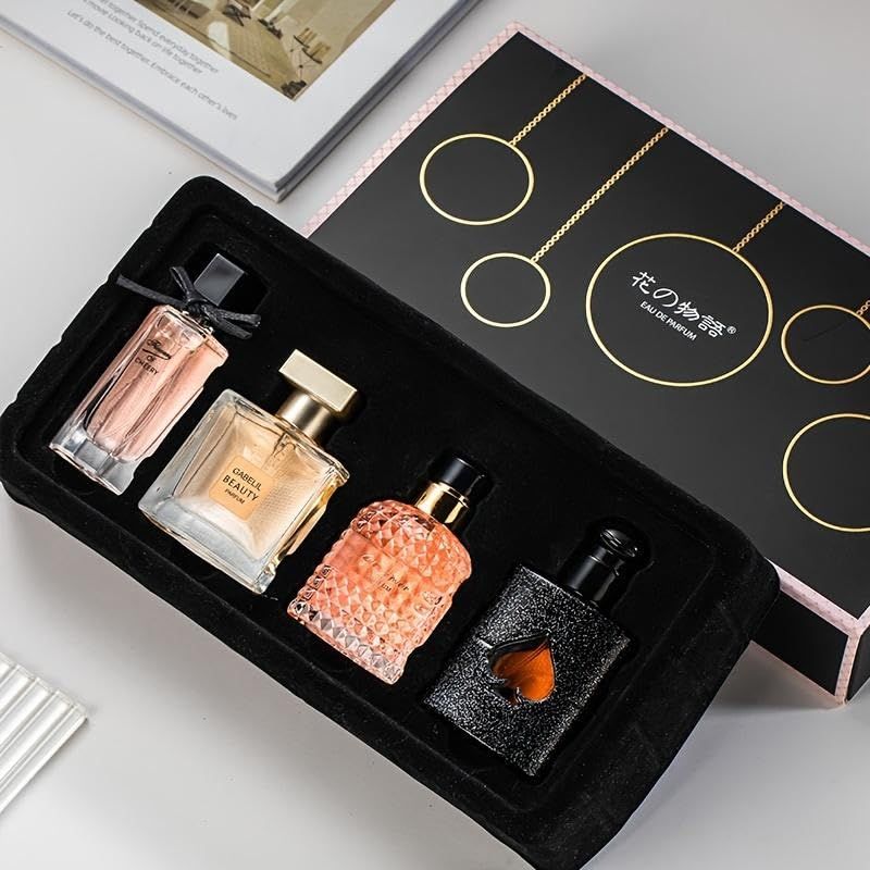 Flower Stories Womens Perfume Set: 4 floral and fruity fragrances in a gift box, 105ml total (3.5oz). Perfect for gifting or personal use, elegant and timeless scents for any occasions