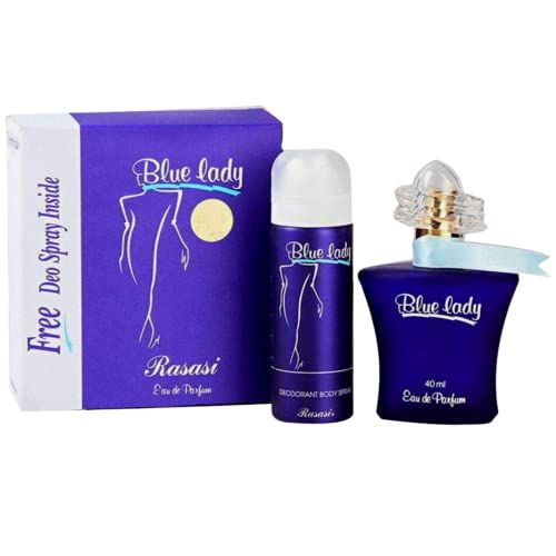 RASASI Blue 2-Piece Set For Women, (1.3 Oz Eau De Parfum Spray 1.7 Oz Deodorant Spray)
