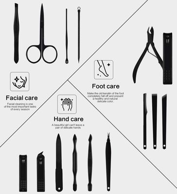Nail Clippers Sets High Precisio Stainless Steel Nail Cutter Pedicure Kit Nail File Sharp Nail Scissors and Clipper Manicure Pedicure Kit Fingernails &amp; Toenails with Portable Stylish case (Black)