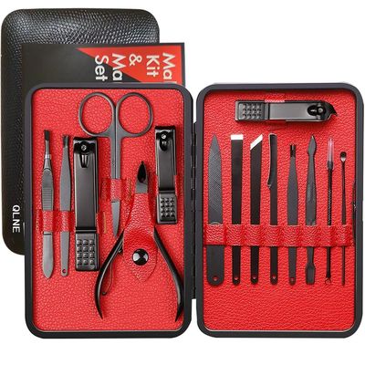 Nail Clippers Sets High Precisio Stainless Steel Nail Cutter Pedicure Kit Nail File Sharp Nail Scissors and Clipper Manicure Pedicure Kit Fingernails &amp; Toenails with Portable Stylish case (Black)