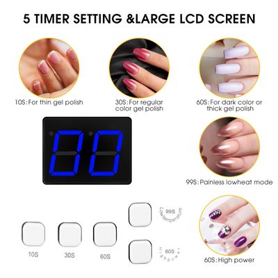 48W Rechargeable UV LED Nail Lamp Faster Wireless Nail Dryer Gel Polish UV Nail Light with 4 Timer Settings, Professional Quick Dry Curing Lamp with Display Auto Sensor for Salon &amp; Home