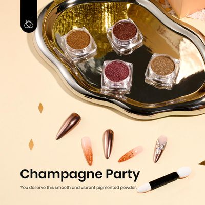 Beetles Metallic Chrome Nail Powder Mirror Effect Gold Champagne Chrome Powder 4 Colors Brown Nails Art Design Manicure Decoration Glitter, 0.5g/Jar Holiday Gift for Women Girls