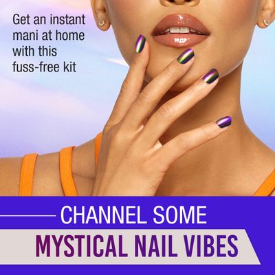 Ardell Nail Addict Chrome Press on Nails, Mystic, Short Square Shape, Nail Kit, 1-Pack