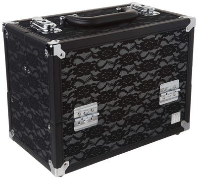 Caboodles Make Me Over 4 Tray Train Case, Cosmetic Storage Case &amp; Organizer, Black Lace, 3.5 Lb