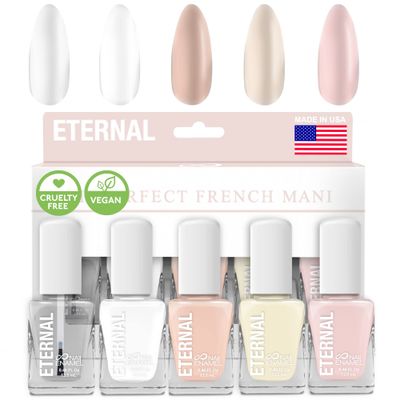 Eternal White French Nail Polish Set (ET VOILA) - Clear Nail Polish Set for Girls - Lasting &amp; Quick Dry Pastel Nail Polish Set for Women for Home DIY Mani Pedi - Made in USA, 13.5mL (Set of 5)