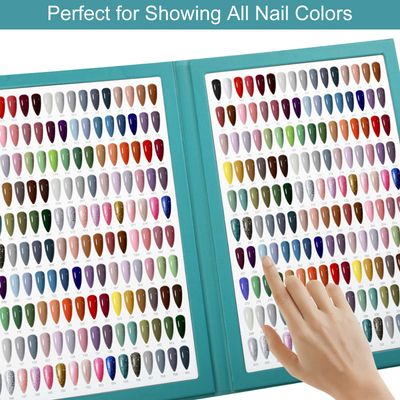 C12rtive 320 Nail Color Book,Nail Color Display Book with 480 Nail Tips &amp; 1-400 Number Labels,Professional Nail Color Swatches Book for UV Gel Polish Nails Art Design(Green)
