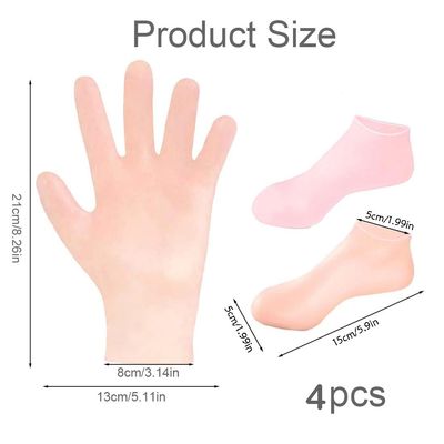 4 Pairs Silicone Moisturizing Glove Socks Set for Dry Cracked Feet and Hands, Anti Slip Spa Socks Women Gel Pedicure Socks for Foot Hand Softening Foot Care After Pedicure