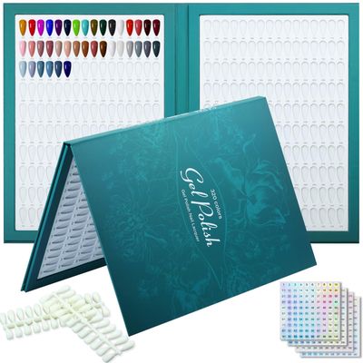 C12rtive 320 Nail Color Book,Nail Color Display Book with 480 Nail Tips &amp; 1-400 Number Labels,Professional Nail Color Swatches Book for UV Gel Polish Nails Art Design(Green)