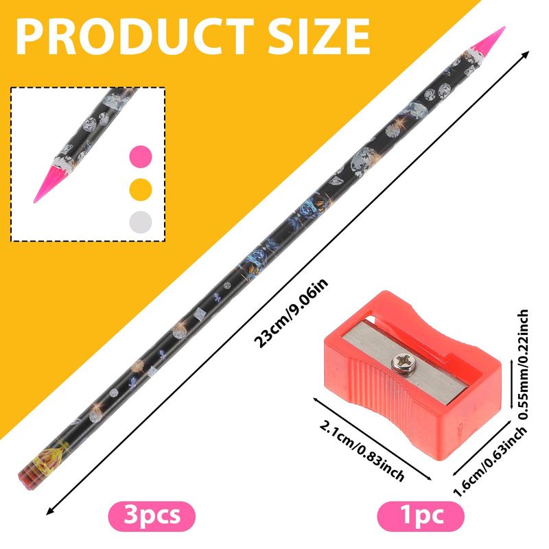 3 Pcs Rhinestone Picker, Self-Adhesive Wax Pencil Diamond Art Pen, Rhinestone Applicator, Gem Picker, Jewel Dotting Tools for Nail Art with Pencil Sharpener