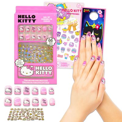 Hello Kitty Nail Art Stickers Set for Girls - Bundle with Hello Kitty Stick On Nails Plus Tattoos, More for Hello Kitty Party Supplies | Hello Kitty Press On Nails for Kids