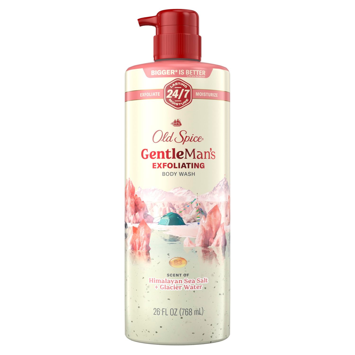 Old Spice GentleMans Exfoliating &amp; Moisturizing Body Wash for Men, 24/7 Shower Fresh with Long Lasting Scent, Renewing Vitamin B3 Blend, Himalayan Sea Salt Glacier Water Scent, 26 oz