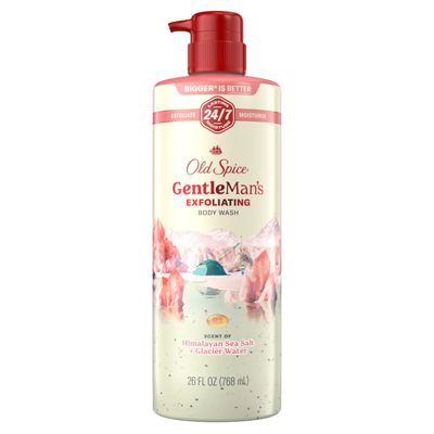 Old Spice GentleMans Exfoliating &amp; Moisturizing Body Wash for Men, 24/7 Shower Fresh with Long Lasting Scent, Renewing Vitamin B3 Blend, Himalayan Sea Salt Glacier Water Scent, 26 oz