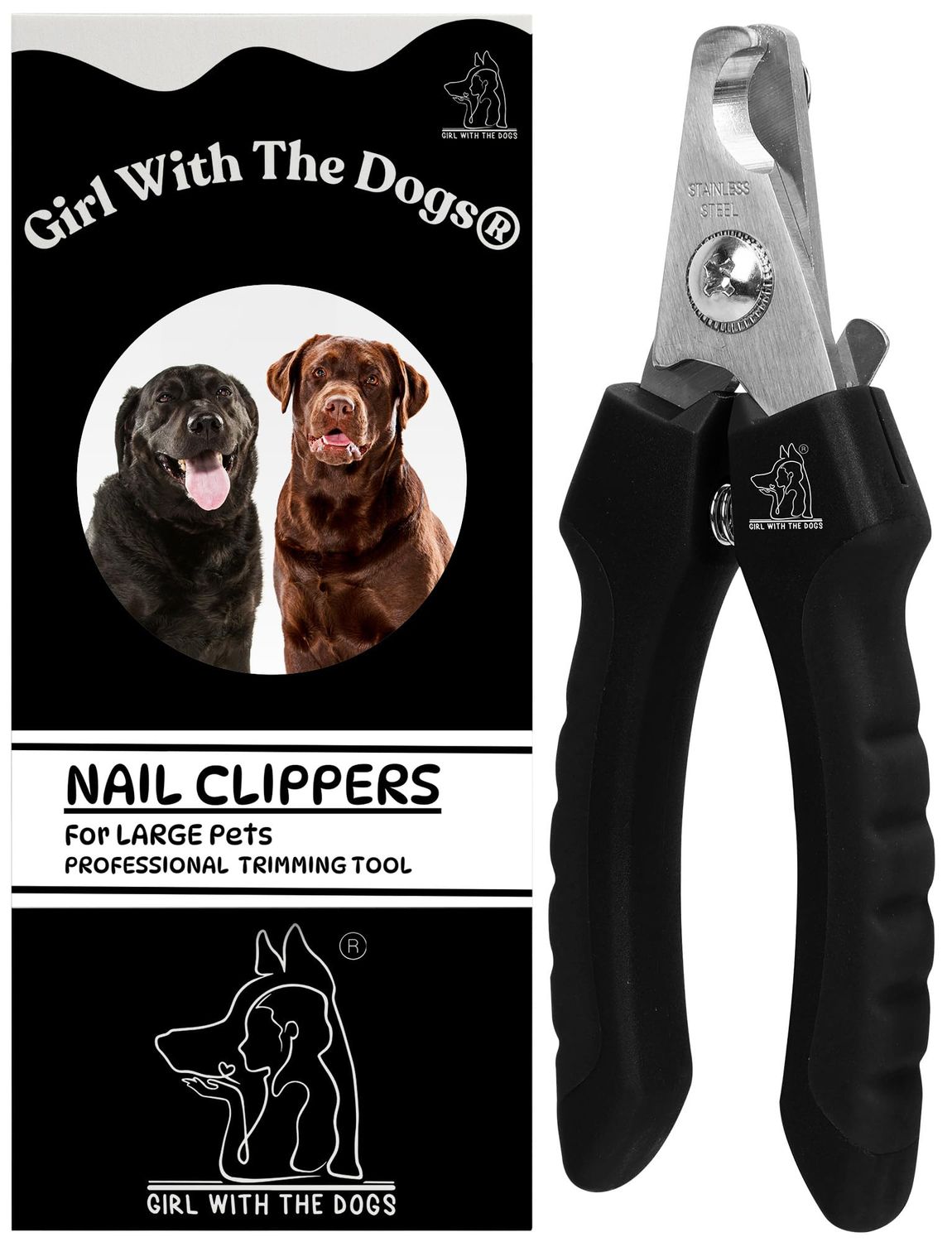 Pet Nail Clippers by Girl With The Dogs, Nail Clippers for Grooming and Claw Care for Cats/Dogs (Large)