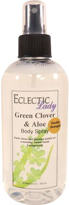 Eclectic Lady Green Clover And Aloe Body Spray, Double Strength, 8 ounces, Body Mist for Women with Clean, Light &amp; Gentle Fragrance, Cologne with Soft, Subtle Aroma For Daily Use