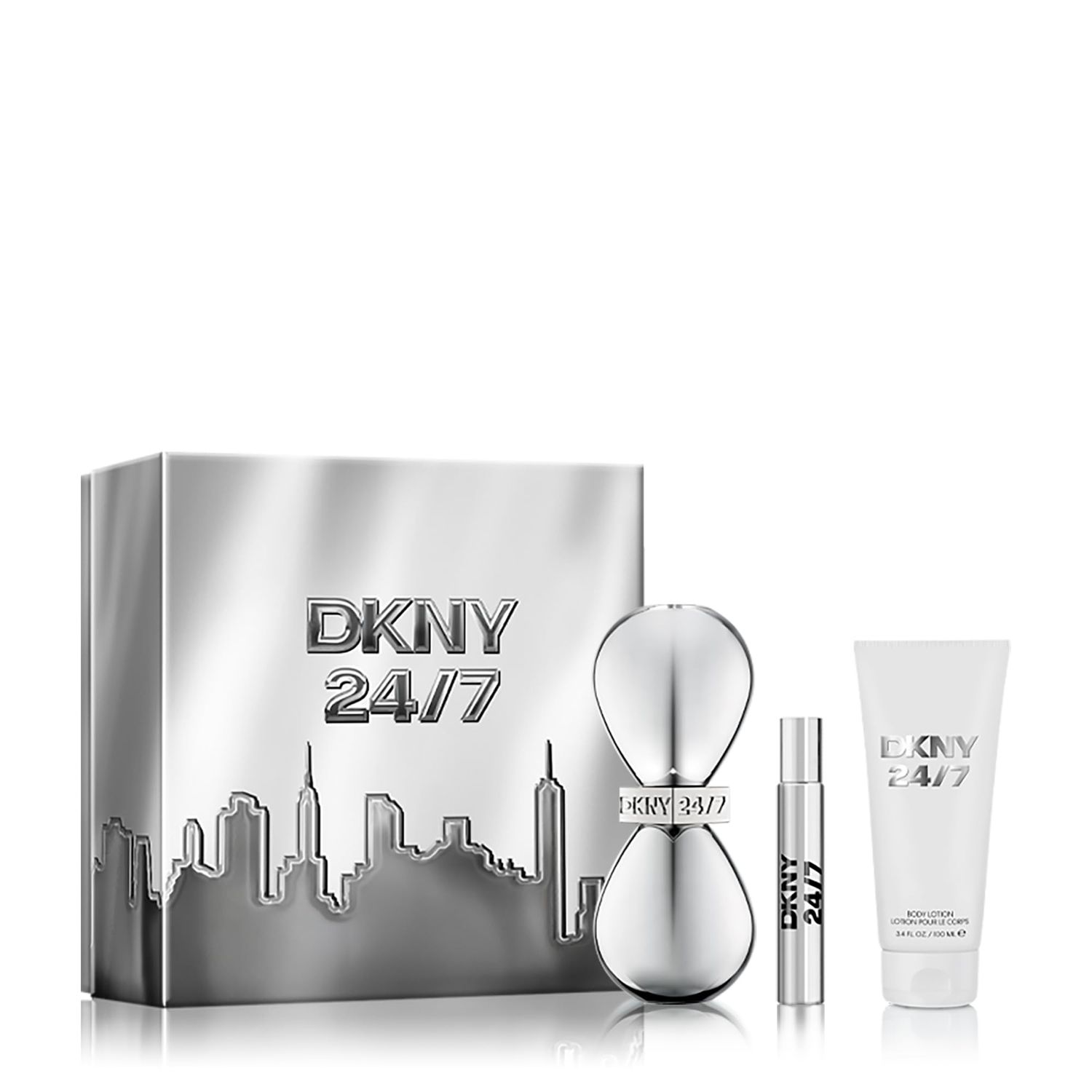 DKNY 24/7 Eau de Parfum 3 Piece Gift Set For Women - Perfume Spray 3.4 Fl. Oz., Travel Spray 0.5 Fl. Oz., &amp; Body Lotion 3.4 Fl. Oz.