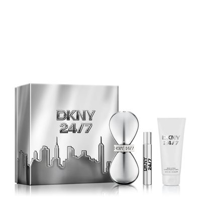 DKNY 24/7 Eau de Parfum 3 Piece Gift Set For Women - Perfume Spray 3.4 Fl. Oz., Travel Spray 0.5 Fl. Oz., &amp; Body Lotion 3.4 Fl. Oz.