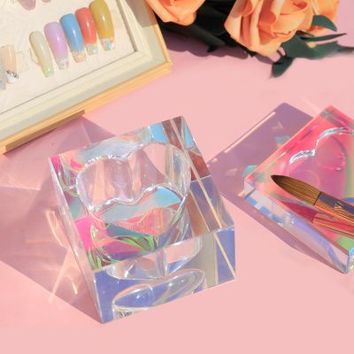 BOMOQING Nail Dappen Dish with Lid, Square Crystal Monomer Dish for Acrylic Nails, Monomer Holder Container for Holding Acrylic Liquid &amp; Powder, Glass Crystal Cup for Acetone Nail Decor (Colorful)