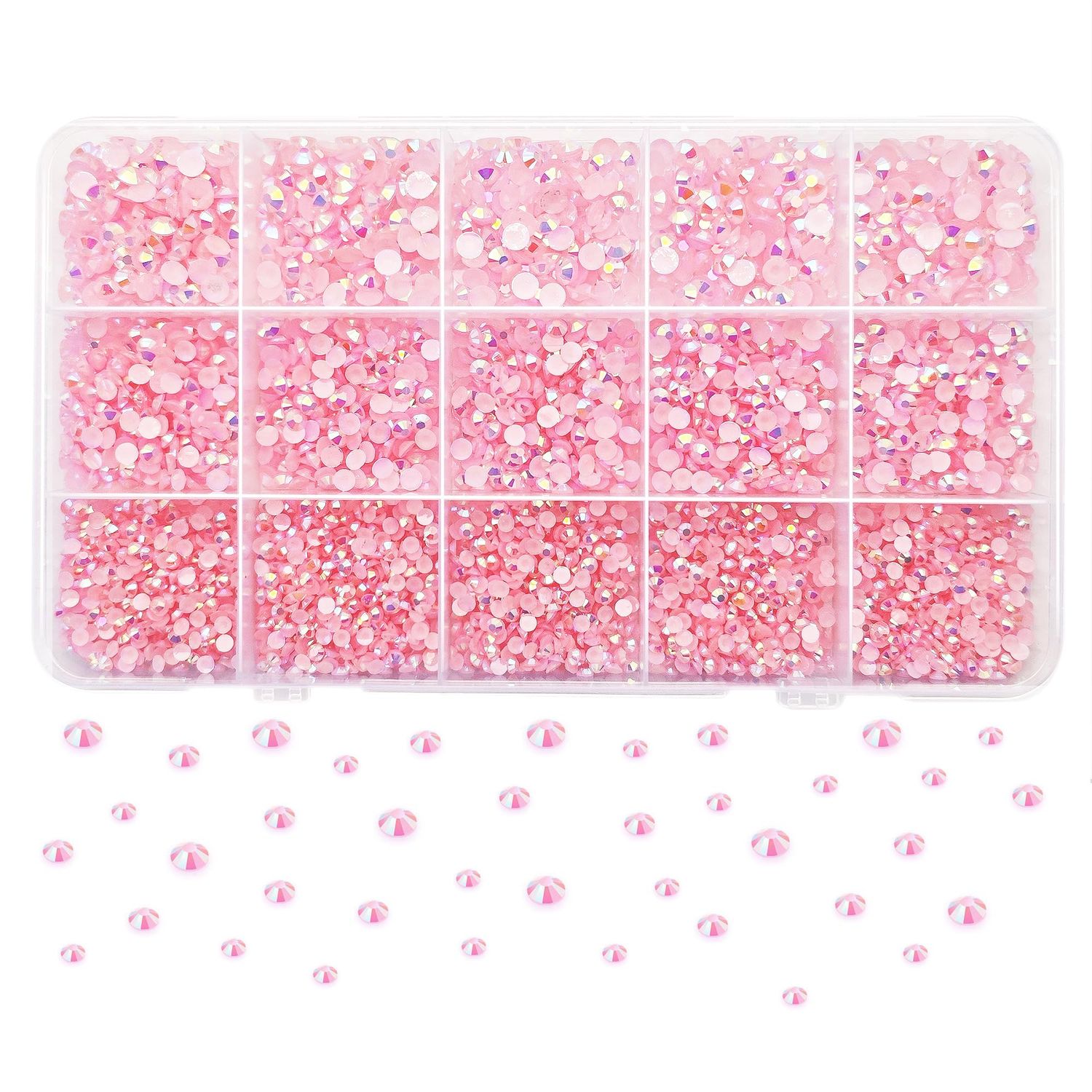 Spaidoon Light Pink Rhinestones, Mixed Size 3mm 4mm 5mm Flatback Pink Gems, Crystal Pink Rhinestones for Crafting, Bedazzling, Clothes, Shoes, Nail Art, Non-Hotfix Resin Jelly Rhinestones Bulk