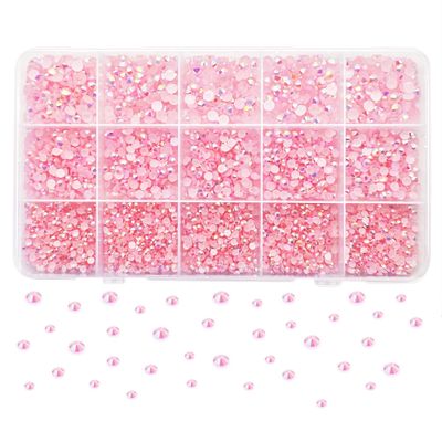 Spaidoon Light Pink Rhinestones, Mixed Size 3mm 4mm 5mm Flatback Pink Gems, Crystal Pink Rhinestones for Crafting, Bedazzling, Clothes, Shoes, Nail Art, Non-Hotfix Resin Jelly Rhinestones Bulk