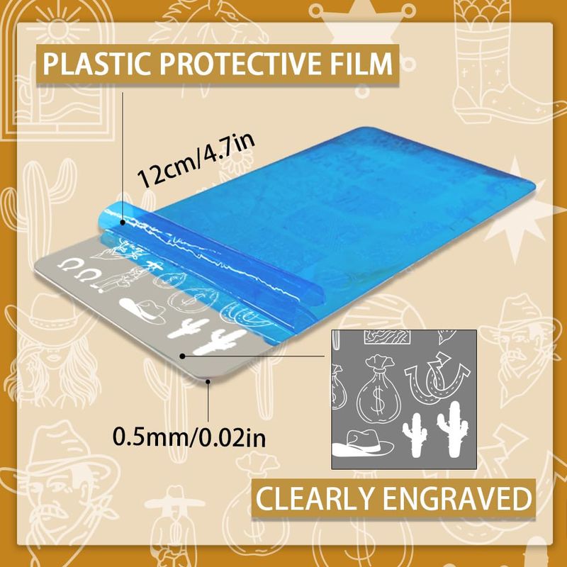 PH PandaHall 3pcs Wild West Nail Stamping Plates, 88 Patterns Western-Theme Nail Art Templates Hat Boots Nail Art Stencil Stainless Steel Nail Image Plates for Women Nail Design Print Manicure Salon