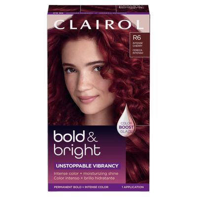 Clairol Bold &amp; Bright Permanent Hair Dye, R6 Intense Cherry Hair Color, Pack of 1