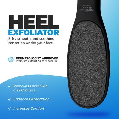 TSURULABO - Premium Black Foot Scrubber, Callus Remover Foot File with Coarse & Fine Sides, Water-Resistant Alternative to Pumice Stone for Feet, Heel Exfoliator, Pack of 1 Pedicure File for Grooming