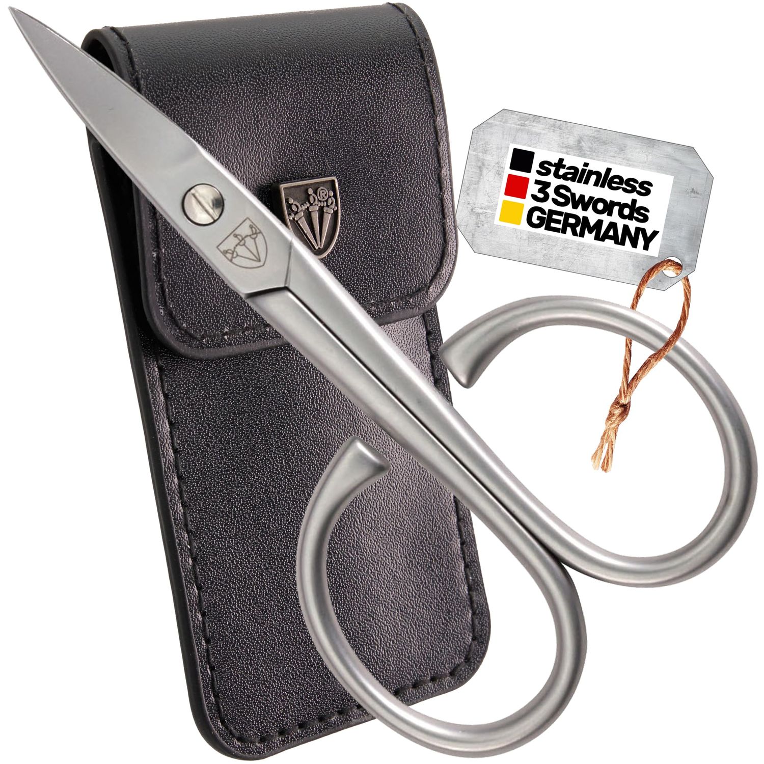 3 Swords Germany Solingen - brand quality STAINLESS STEEL INOX CURVED NAIL SCISSORS - STRONG SCISSORS FOR STRONG PEOPLE with case by 3 Swords Germany