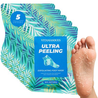 Vitamasques Ultra Foot Peeling Mask, 5 Pack - Exfoliating Foot Peel Mask for Dry Cracked Feet &amp; Dead Skin - Cruelty-Free &amp; Dermatologically Tested, Made in Korea