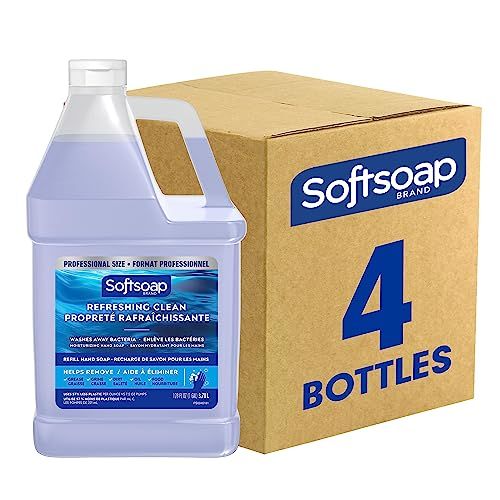 Softsoap Antibacterial Liquid Hand Soap Refill, Refreshing Clean, Moisturizing Hand Soap, 1 Gallon (Pack of 4)
