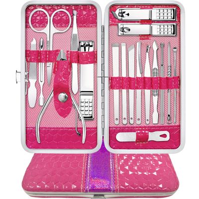 Yougai Manicure Set Professional Nail Clippers Set, 18Pcs Manicure Kit Stainless Steel Nail Kit for Women, Pedicure Set Nail Grooming Kit with Travel Case