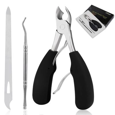 Podiatrist Toenail Clippers,YINYIN Professional Thick &amp; Ingrown Toe Nail Clippers for Men &amp; Seniors, Pedicure Clippers Toenail Cutters, Super Sharp Curved Blade Grooming Tool (Black)