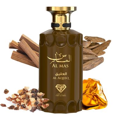 SAIF AL FARES Al Mas Al Aqeeq - Alcohol-Free Acqua de Parfum for Men &amp; Women | Dark Woody Incense Perfume | Vacation Perfumes from Dubai 3.4 Fl. Oz.