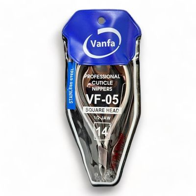 Vanfa Cuticle Nippers, Cuticle Trimmer, Professional Cuticle Cutter - Extremely Sharp - Stainless Steel - Square Head - Single Spring - VF05 Jaw 14 (Pack of 1)